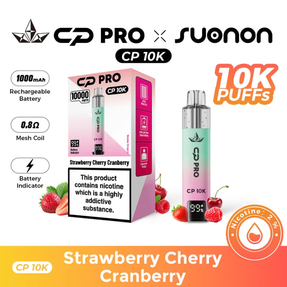  Strawberry Cherry Cranberry Crystal Pro CP 10k Prefilled Pod Vape Kit