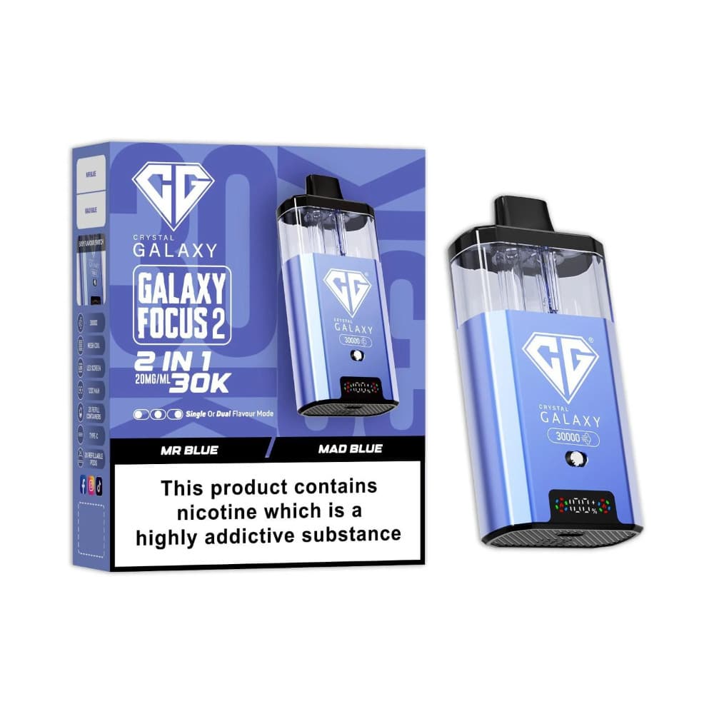  Mr Blue/Mad Blue Crystal Galaxy 30k Focus 2 Prefilled Vape Kit