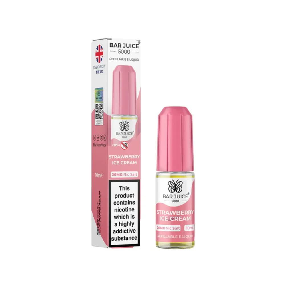  Strawberry Ice Cream / 10mg Bar Juice Nic Salts E-Liquids 10ml