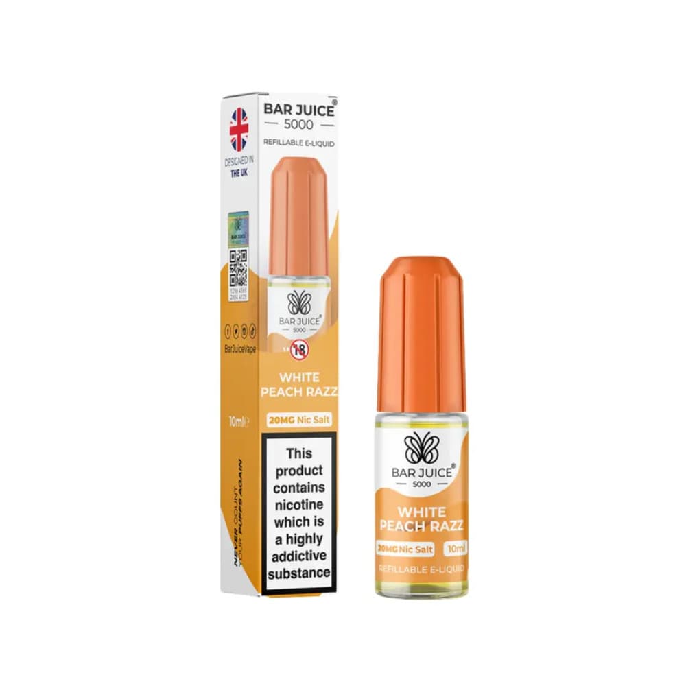  White Peach Razz / 10mg Bar Juice Nic Salts E-Liquids 10ml
